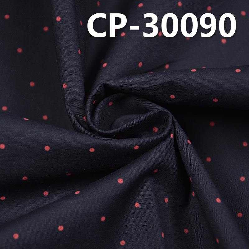 Cotton Stretch Poplin | 125 g/m2 Printed Fabric | Dyed Ground with Polka Dot Print | For Tops Dresses