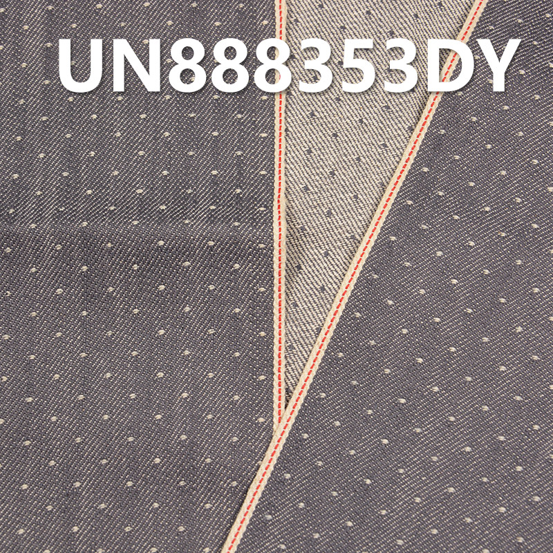 100% Cotton Slub Star Dot Dobby Grey Denim|10 oz Selvedge Denim |Denim for Jeans, Skirts, Jackets