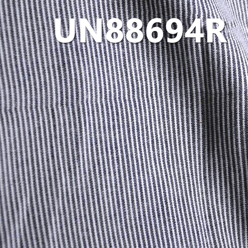 Stretch Denim Fabric | 5oz Cotton Spandex Sizing Striped Denim | Plain Lan-White Striped Denim | Jeans Skirt Shirt Fabric