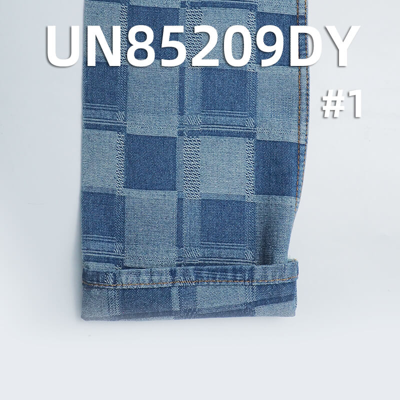 10.4 oz Cotton-Polyester Denim Fabric | Square Plaid Jacquard Denim | Ideal for Jeans, Denim Skirts, and Jackets