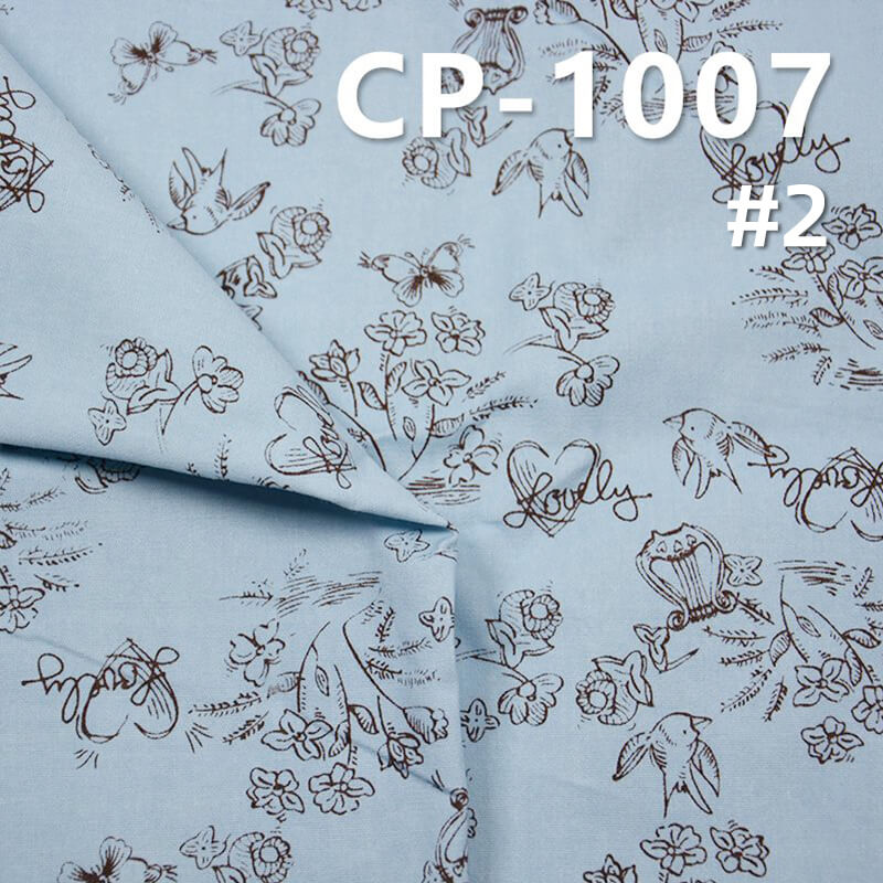 Cotton Print Fabric | 181g/m² Brushed Plain Cotton with Swallow Flower Design | Fabric for Dresses, Skirts, Tops