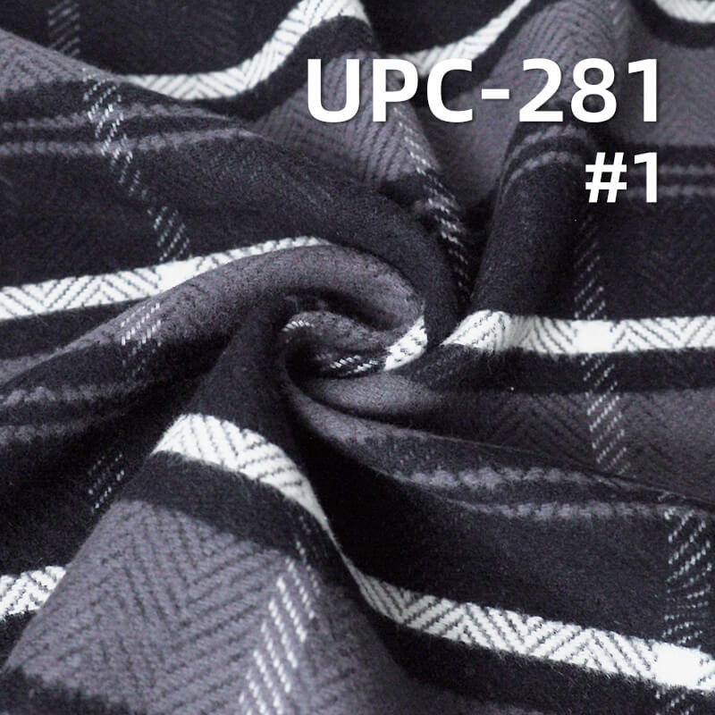 100% Cotton Herringbone Plaid | 210g/m2 Yarn-Dyed Dobby with Brushed Back | Fabric for Shirts, Trousers & Skirts