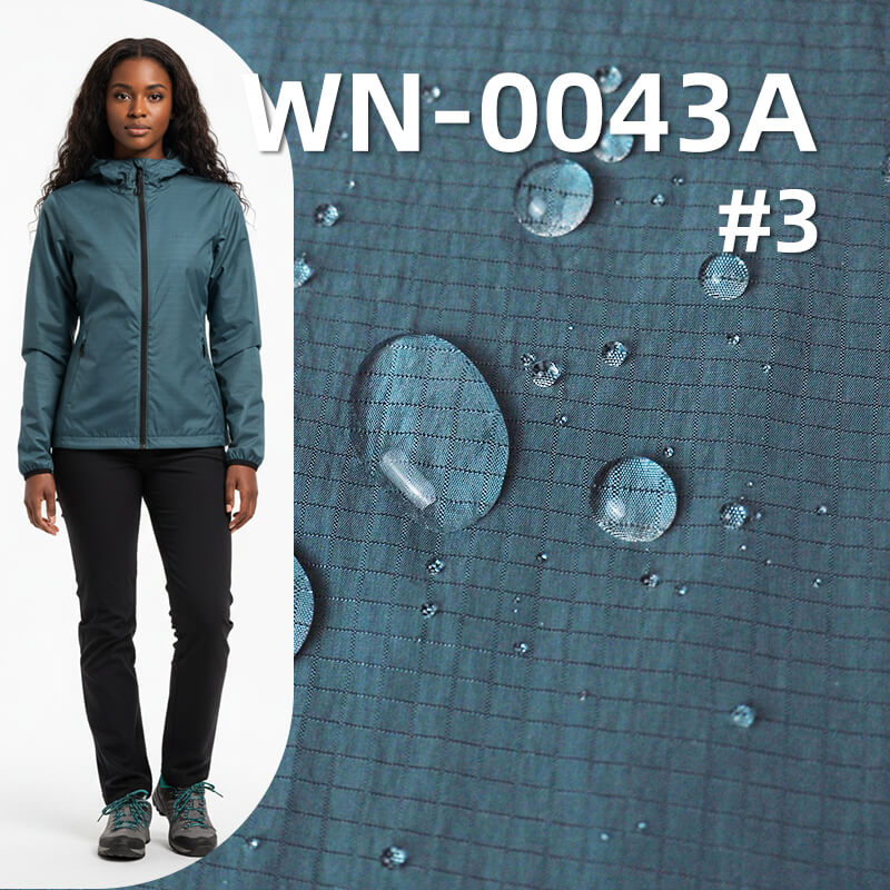 420T Silver Foil Nylon Rib-stop Fabric | 86g/m2 Ultra-lightweight Crinkle Weave | Water-Repellent & Cire Finish