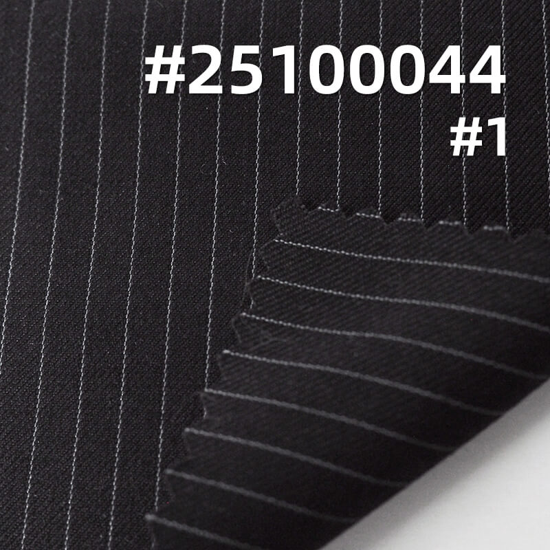 Striped T/R Wool Blend Suiting Fabric | 215g/m2 Mid-weight Double-Faced Twill | For Suits, Trousers & Blazers