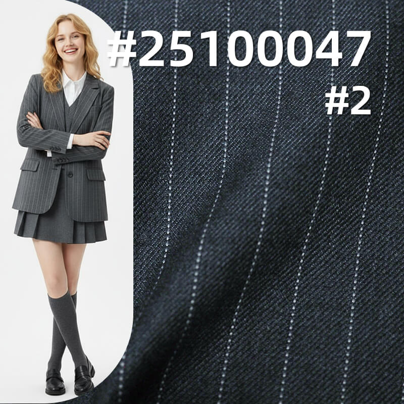 Striped T/R Wool Blend Suiting Fabric | 215g/m2 Double-Faced Twill | For Suits, Trousers & Corporate Wear