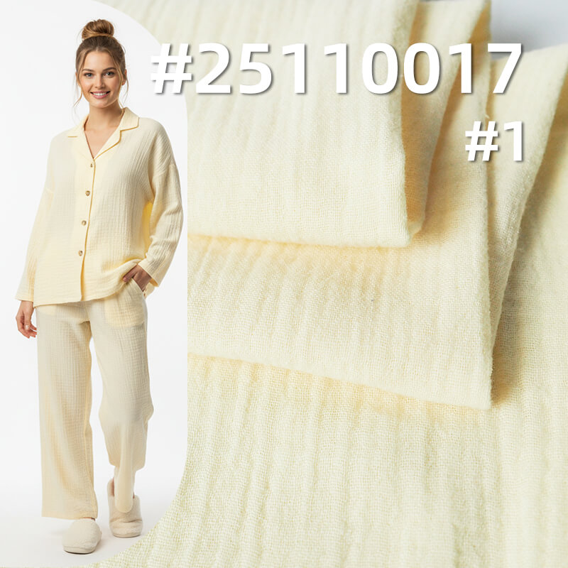 Cotton Double Gauze Fabric | 119g/m2 2-Layer Woven Muslin | For Pajamas, Loungewear & Baby Wear