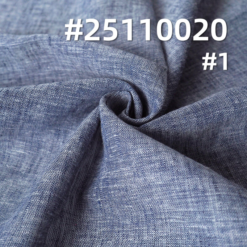 Indigo Blue Chambray Fabric | 110g/m2 Lightweight Linen Cotton Poly Blend | For Premium Shirting, Skirts & Dresses
