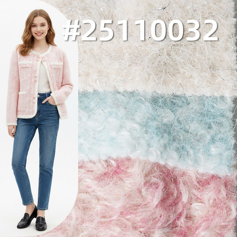 Heavyweight Knit Coating with Lurex | 400g/m2(600g/m) Textured Popcorn Fleece | Warm & Sparkling | ForCoats & Outerwear