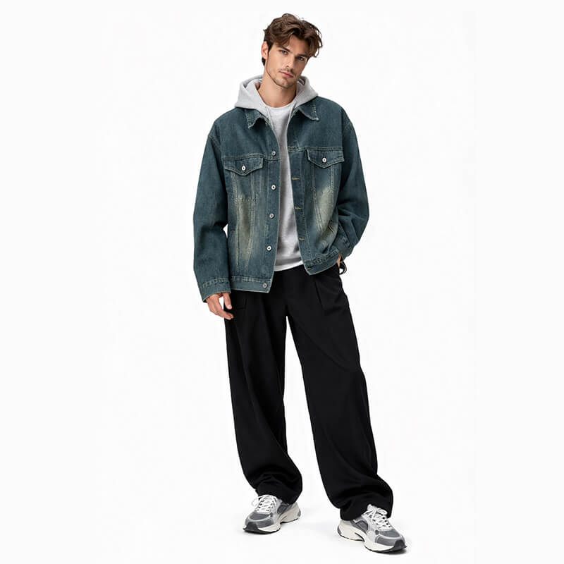 Blue-Green Denim | 14.1oz All Cotton Slub Twill Denim Fabric | Trendy Brand Jeans Denim Jacket Fabric