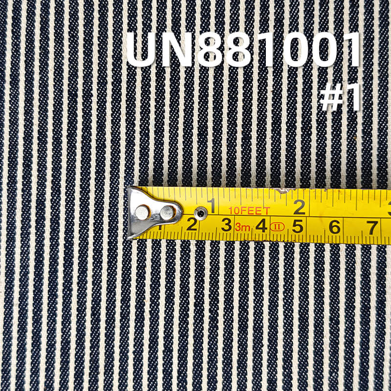 Non-Fading Denim | 10.8 oz Cotton Stripe Denim Fabric | Blue and White Stripe | Fabric for Denim Shirts & Skirts