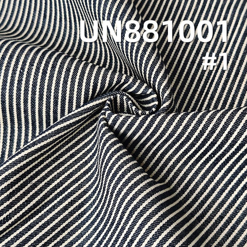 Non-Fading Denim | 10.8 oz Cotton Stripe Denim Fabric | Blue and White Stripe | Fabric for Denim Shirts & Skirts