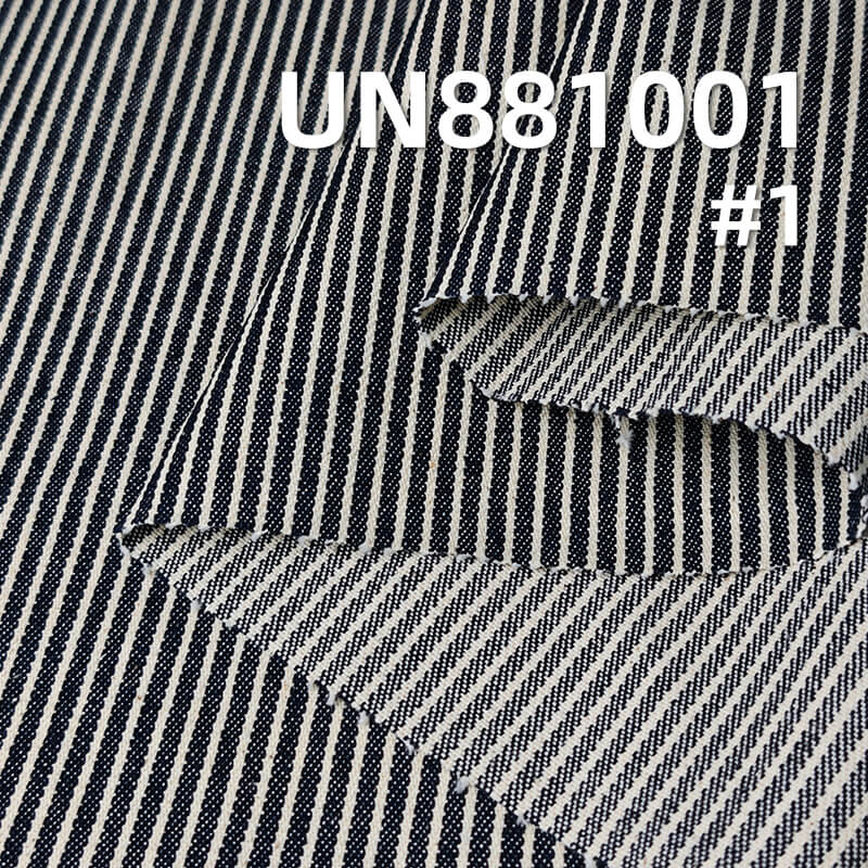 Non-Fading Denim | 10.8 oz Cotton Stripe Denim Fabric | Blue and White Stripe | Fabric for Denim Shirts & Skirts