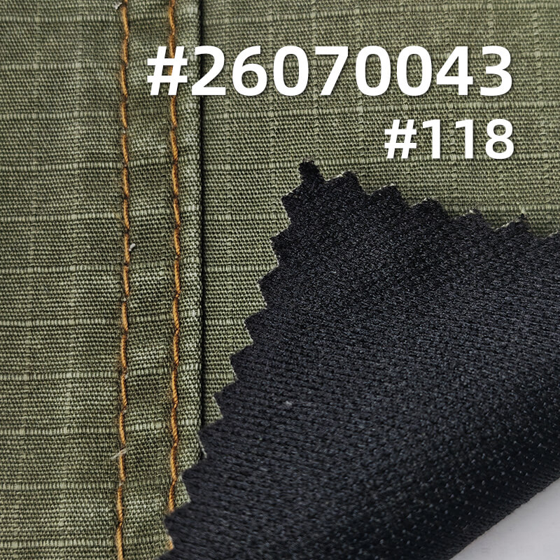 All-Cotton Jacquard Grid Fabric | 190g/m2 Plain-Weave Washed-Faded Fabric | Vintage Workwear Fabric
