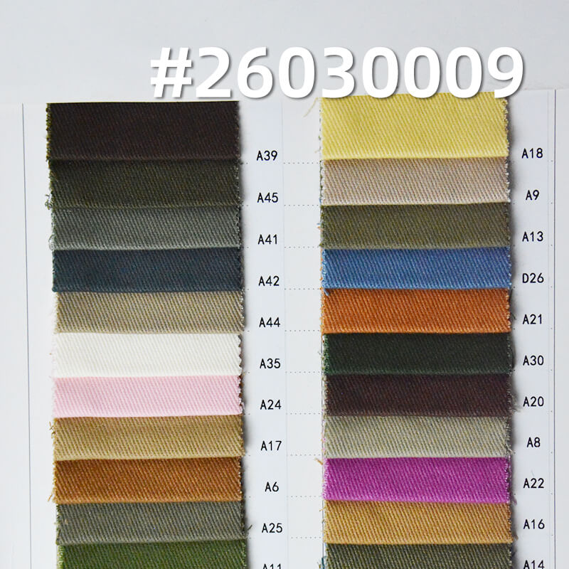 Cotton Stretch Dyed Fabric 310g/m2|10*10 Combed Twill Peached Fabric|Workwear Jacket Pants & Skirt Fabric