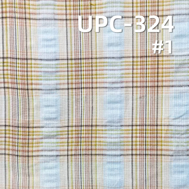 All-Cotton Yarn-Dyed Seersucker Check Fabric | 95g/m2 Lightweight Plain Fabric | Fabric for Plaid Shirts & Women's Skirts