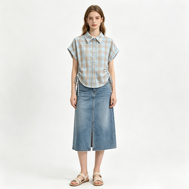 All-Cotton Yarn-Dyed Seersucker Check Fabric | 95g/m2 Lightweight Plain Fabric | Fabric for Plaid Shirts & Women's Skirts