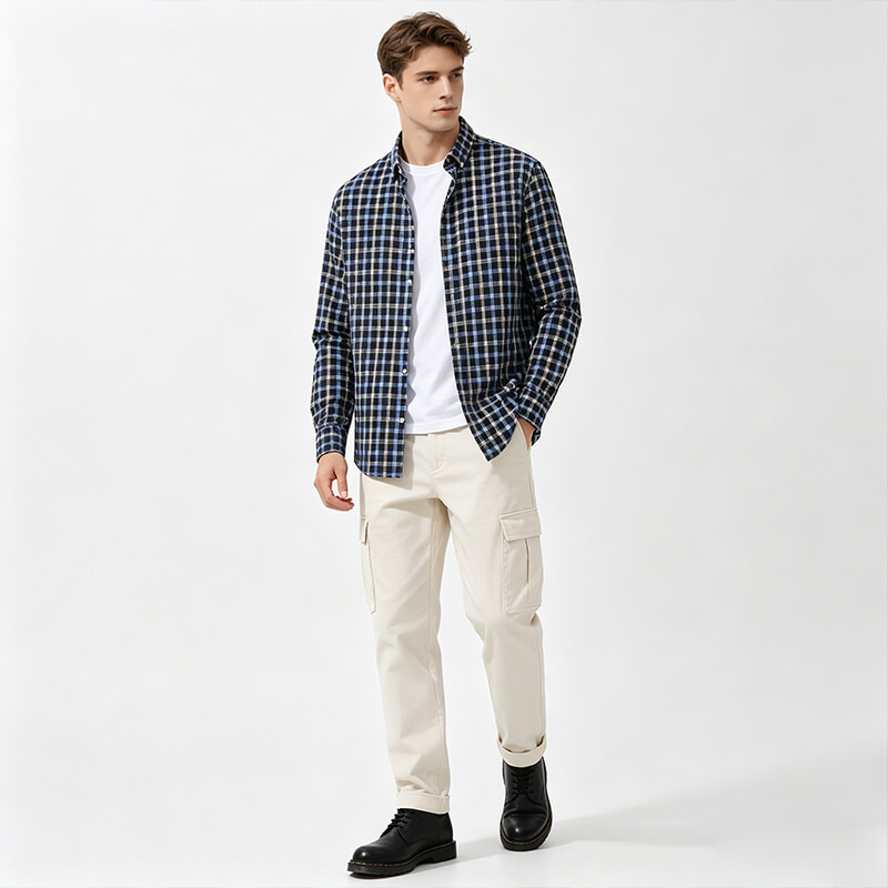 All-Cotton Yarn-Dyed Check Fabric | 92g/m2 Lightweight Plain Fabric | Fabric for Plaid Shirts & Skirts