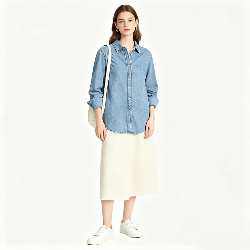 All-Cotton Plain Denim Fabric | 4.7 oz Lightweight Student Fabric | Fabric for Denim Shirts & Skirts