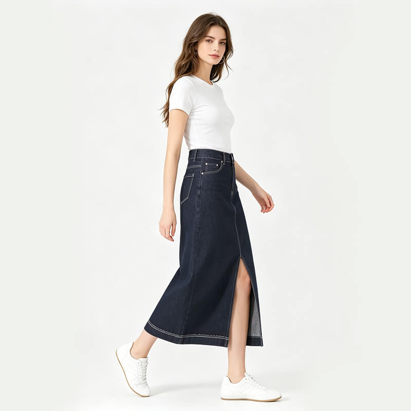 Stretch Color-Retaining Denim Fabric | 9 oz Vertical Slub Twill Denim | Fabric for Denim Shirts & Skirts