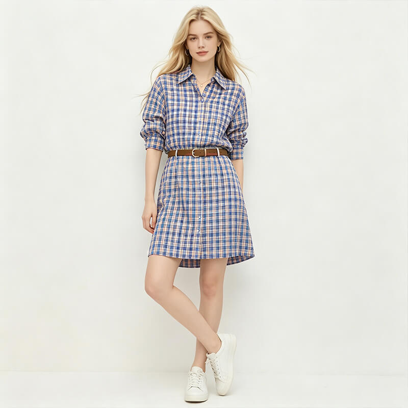 100% Cotton Yarn-Dyed Plaid Fabric | 90g/m² Lightweight Plain Weave Textile | Fabric for Casual Shirts & Skirts