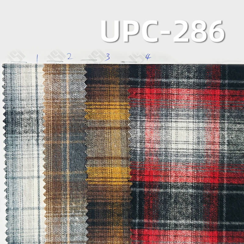 198g/m² Heavyweight Brushed Cotton Yarn-Dyed Plaid Fabric | Flannel Woven Textile | Fabric for Shirts, Skirts & Trousers