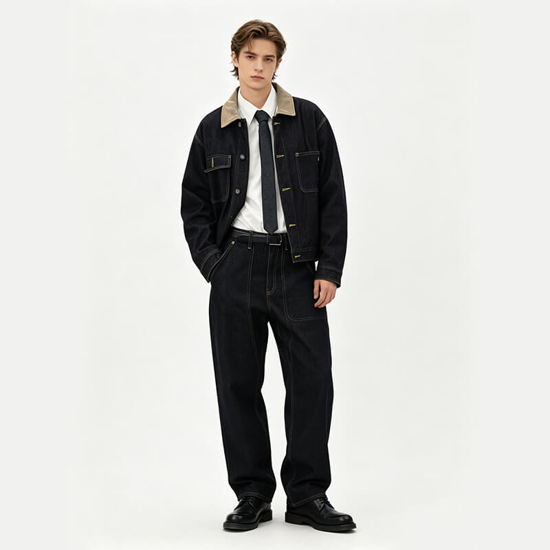 Dual-Core Non-Fading Flocked Denim Fabric |12.3 oz Low-Stretch Woven Textile | Fabric for Denim Jackets & Jeans