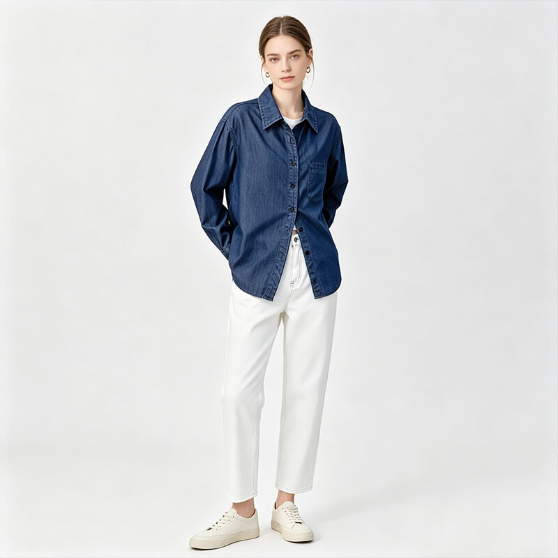 290g/m² Polyester-Cotton Yarn-Dyed Denim Fabric | Slub Twill Denim Textile | Fabric for Denim Shirts & Skirts