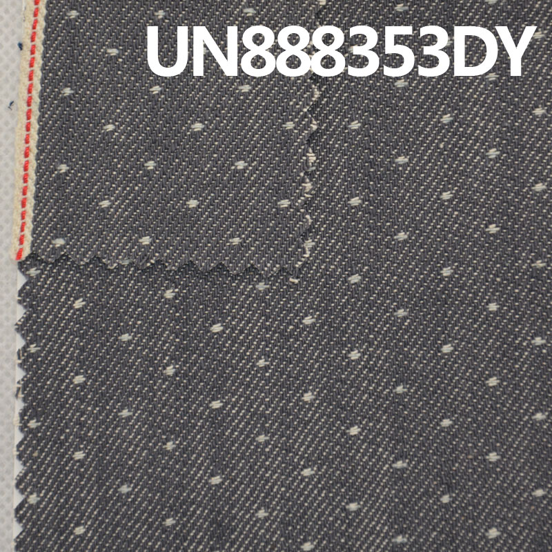 100% Cotton Slub Star Dot Dobby Grey Denim|10 oz Selvedge Denim |Denim for Jeans, Skirts, Jackets