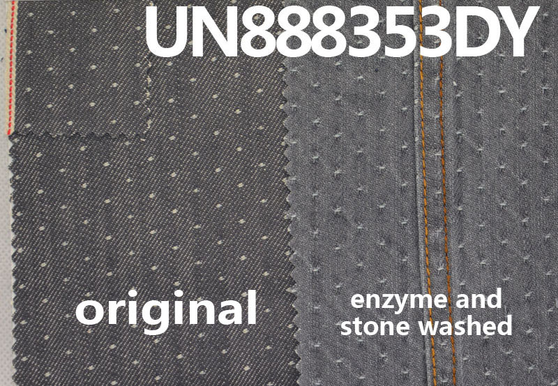 100% Cotton Slub Star Dot Dobby Grey Denim|10 oz Selvedge Denim |Denim for Jeans, Skirts, Jackets