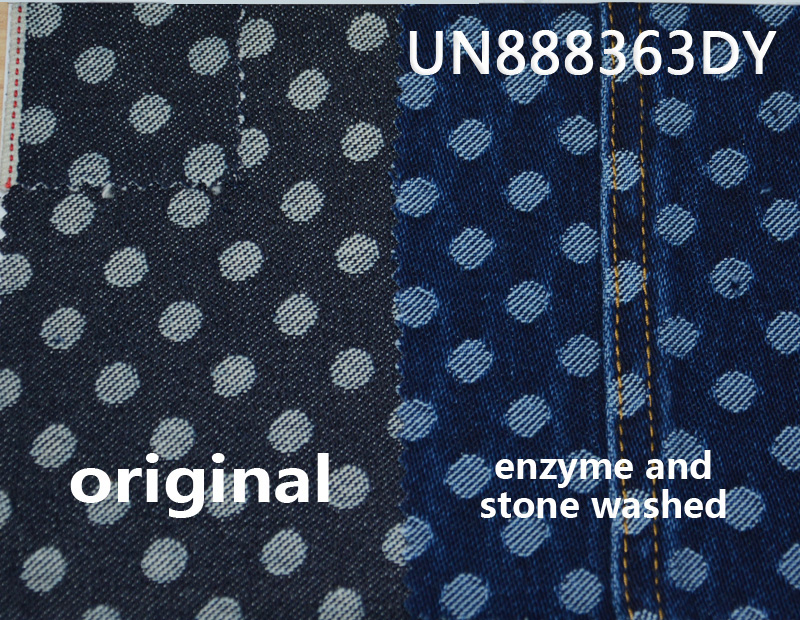 100% Cotton Polka Dot Jacquard Denim | 12 oz “Z” Twill Selvedge Denim | Fabric for Jeans & Trendy Denim Jackets