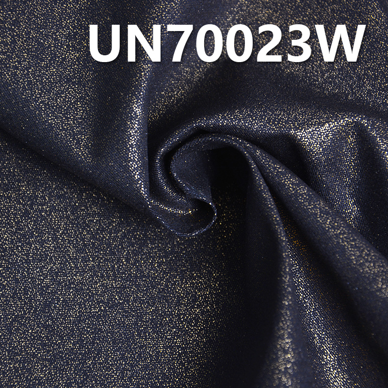 Cotton Stretch Slub Twill Fabric | 251g/m2 Stretch Dyed Fabric | Gold Stamped / Foiled | Fabric for Pants, Skirts, Fashion Jackets