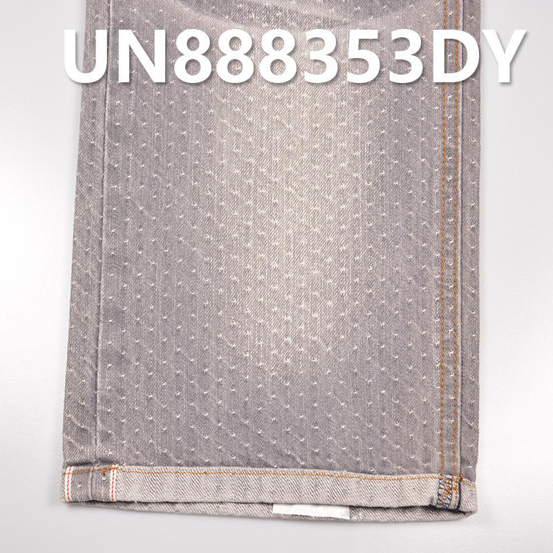 100% Cotton Slub Star Dot Dobby Grey Denim|10 oz Selvedge Denim |Denim for Jeans, Skirts, Jackets