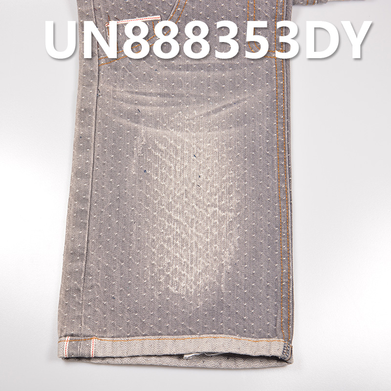 100% Cotton Slub Star Dot Dobby Grey Denim|10 oz Selvedge Denim |Denim for Jeans, Skirts, Jackets