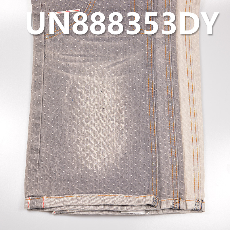 100% Cotton Slub Star Dot Dobby Grey Denim|10 oz Selvedge Denim |Denim for Jeans, Skirts, Jackets