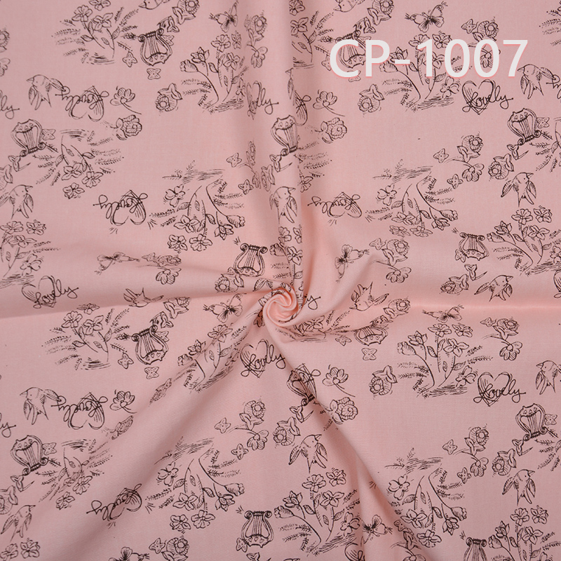 Cotton Print Fabric | 181g/m² Brushed Plain Cotton with Swallow Flower Design | Fabric for Dresses, Skirts, Tops
