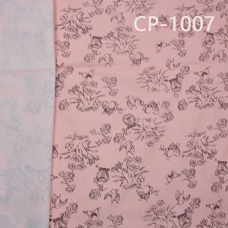 Cotton Print Fabric | 181g/m² Brushed Plain Cotton with Swallow Flower Design | Fabric for Dresses, Skirts, Tops