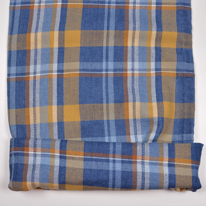 100% Cotton Yarn-Dyed Check Fabric | 4.4 oz Indigo Yarn-Dyed Fabric | For Skirts Shirts