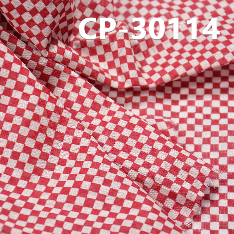 Linen Cotton Fabric | 90g/m2 Plain Weave Check Print Fabric | Fabric for Shirts, Dresses, Casual Trousers