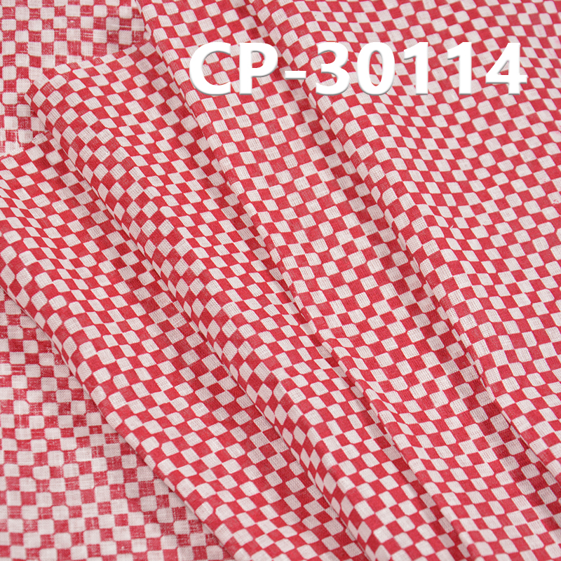 Linen Cotton Fabric | 90g/m2 Plain Weave Check Print Fabric | Fabric for Shirts, Dresses, Casual Trousers