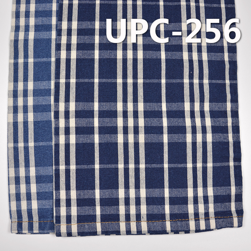 100% Cotton Yarn-Dyed Check Fabric | 288 g/m2 Indigo Yarn-Dyed Plaid Fabric | For Pants Skirts Jackets