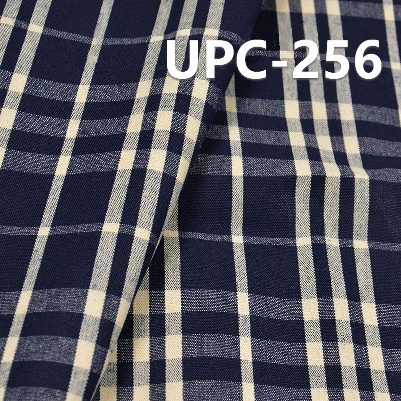 100% Cotton Yarn-Dyed Check Fabric | 288 g/m2 Indigo Yarn-Dyed Plaid Fabric | For Pants Skirts Jackets