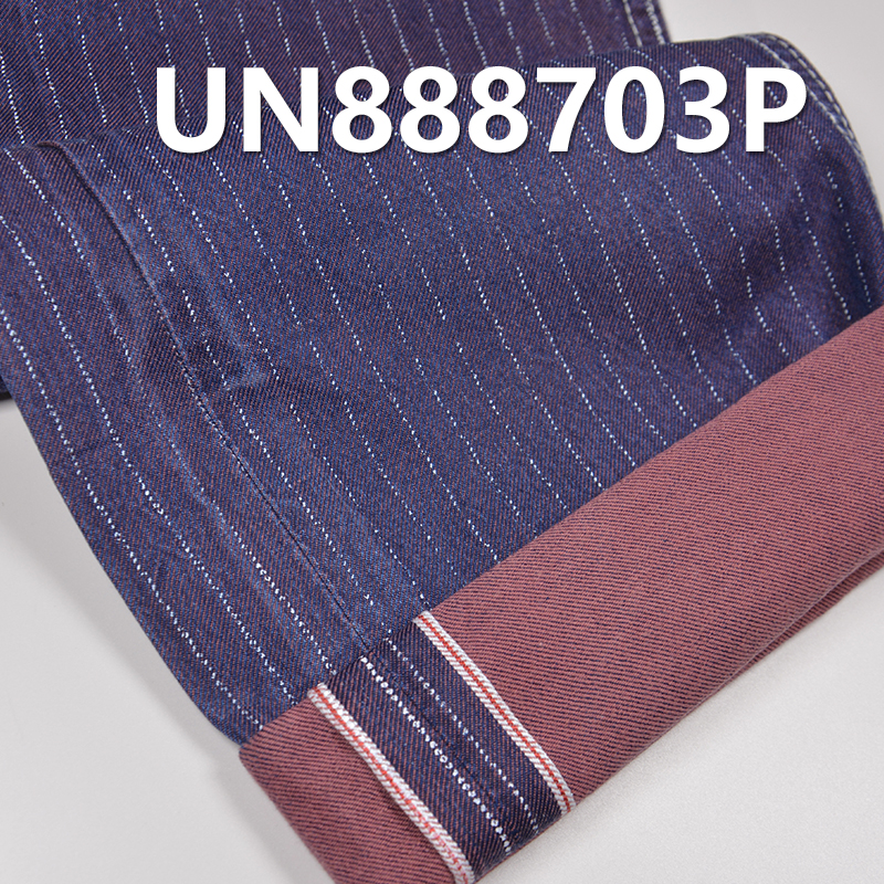 100% Cotton Selvedge Denim Fabric | 8oz Twill Blue and White Stripe Denim | Blue Face Blue Back | Fabric for Denim Skirts, Denim Tops