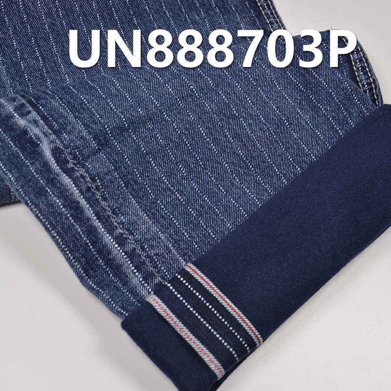 100% Cotton Selvedge Denim Fabric | 8oz Twill Blue and White Stripe Denim | Blue Face Blue Back | Fabric for Denim Skirts, Denim Tops