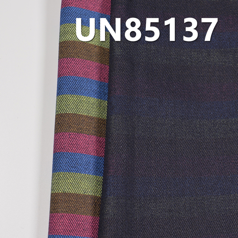 Blue  Face&Colored Striped Denim | 10.5oz Poly-Cotton Stretch 3/1"z"Twill Denim| Fabric for Jeans, Denim Skirts, Jackets