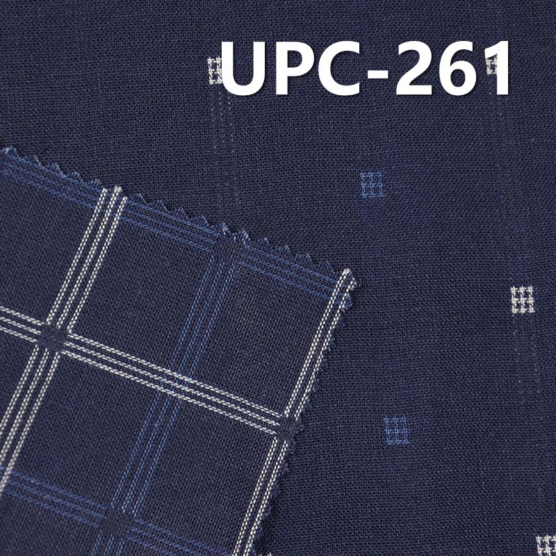 100% Cotton Yarn-Dyed Fabric | 7.5 oz Indigo Dobby Yarn-Dyed Plaid Fabric | For Skirts Pants Shirts