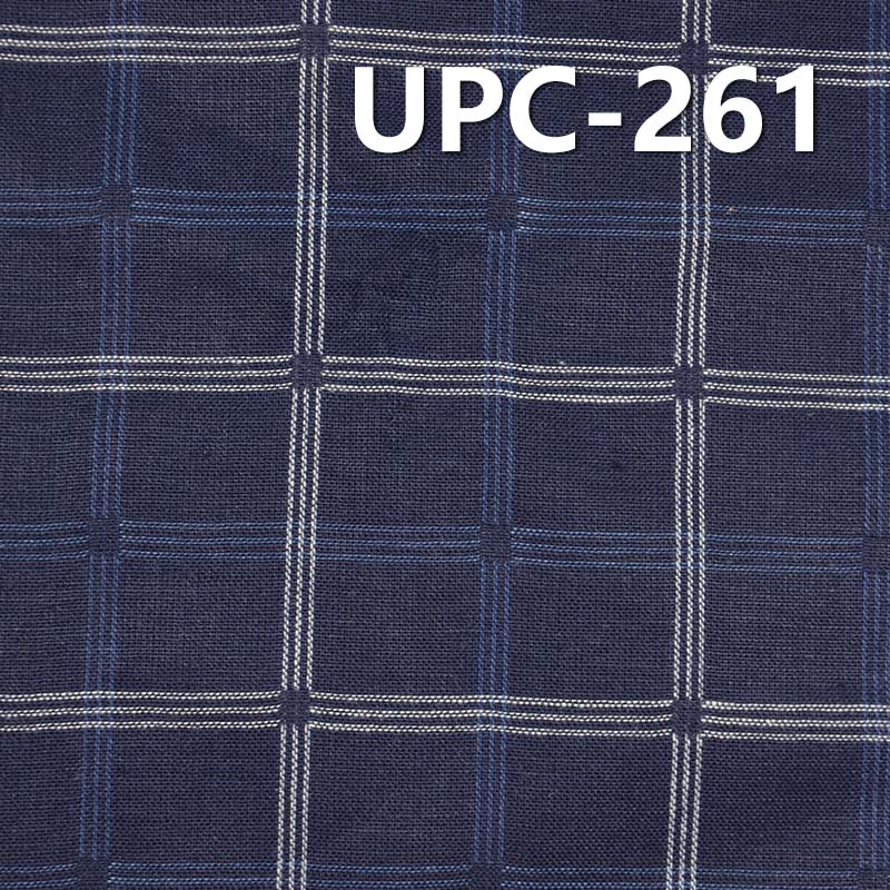 100% Cotton Yarn-Dyed Fabric | 7.5 oz Indigo Dobby Yarn-Dyed Plaid Fabric | For Skirts Pants Shirts