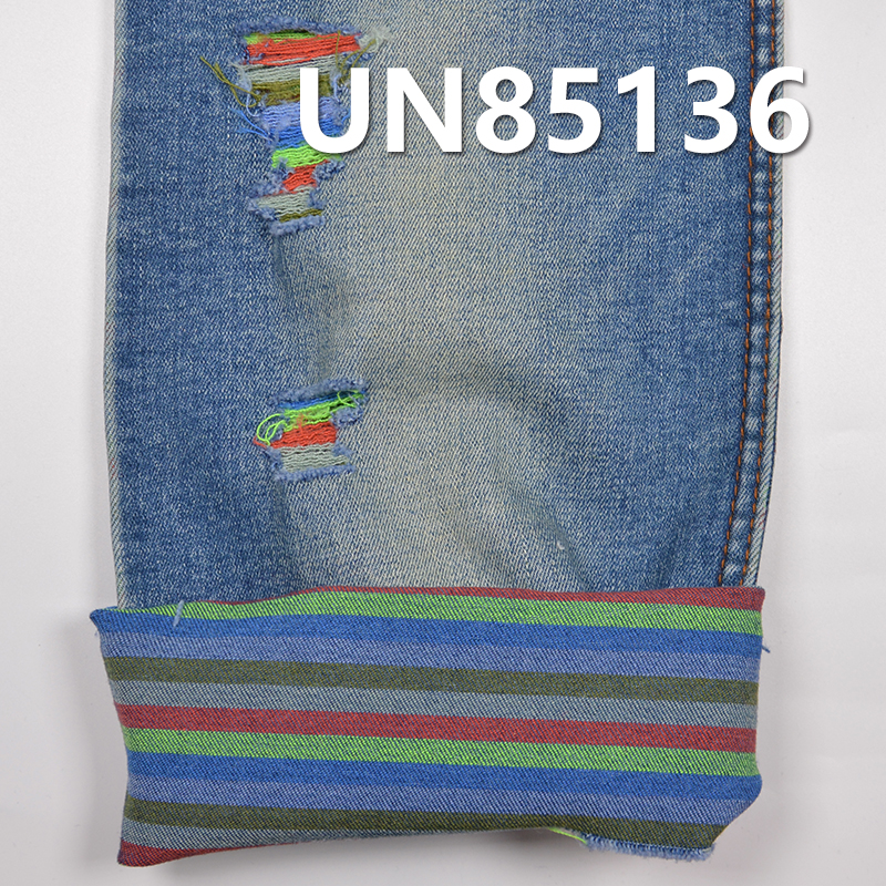 Blue  Face&Colored striped 3/1"z"Twill Denim |10.5OZ  Stretch Denim Fabric | Fabric for Jeans, Denim Skirts, Denim Jackets