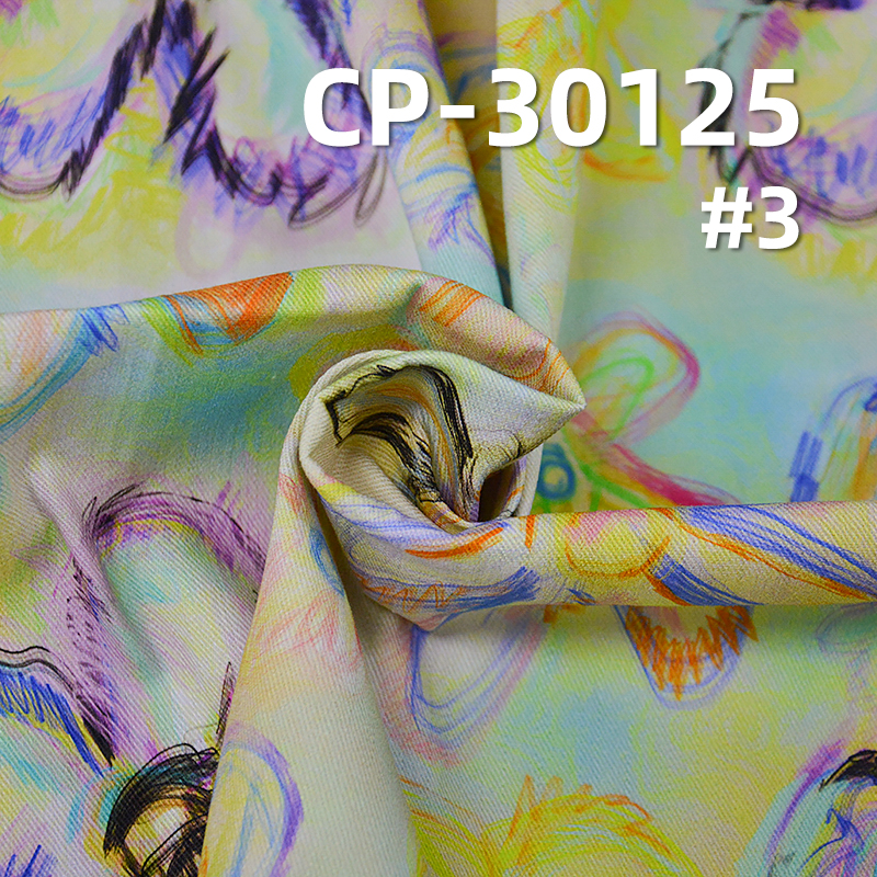 Digital Printed Fabric | 275gsm Stretch Cotton Slub Twill | For Skirts, Tops & Kid's Wear