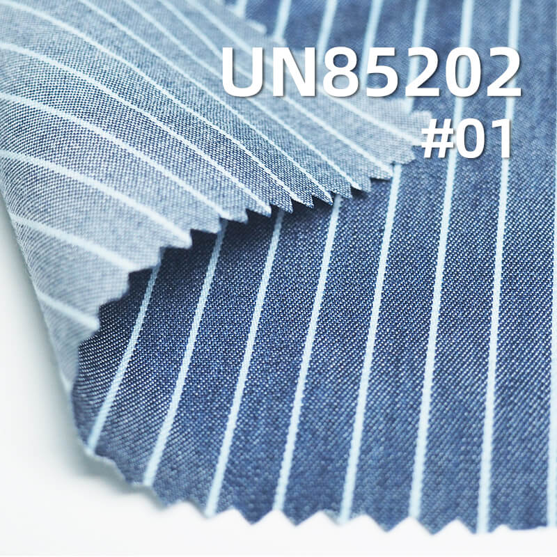 100% Tencel Blue and White Striped Denim | 4.5oz Lightweight Woven Fabric for Skirts, & Shirts