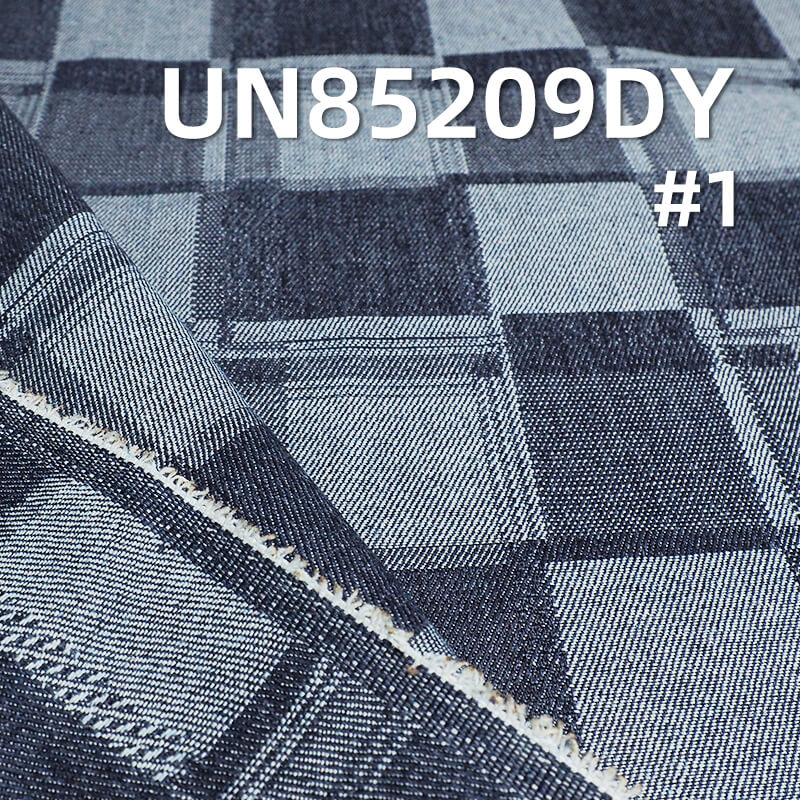 10.4 oz Cotton-Polyester Denim Fabric | Square Plaid Jacquard Denim | Ideal for Jeans, Denim Skirts, and Jackets